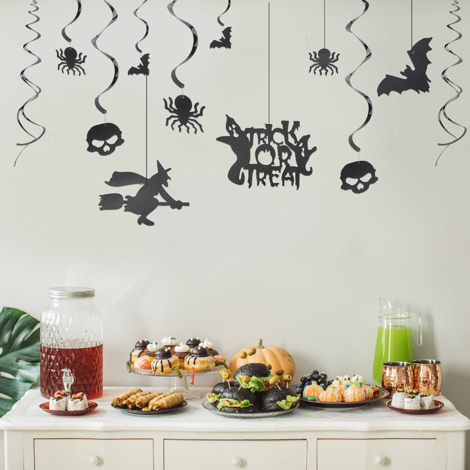 3D PVC Spiral Hanging Halloween Decorations Black Streamers Bats Spider Witch Skull Indoor Ceiling Wall Party Supplies Horror
3D PVC Spiral Hanging Halloween Decorations Black Streamers Bats Spider Witch Skull Indoor Ceiling Wall Party Supplies Horror