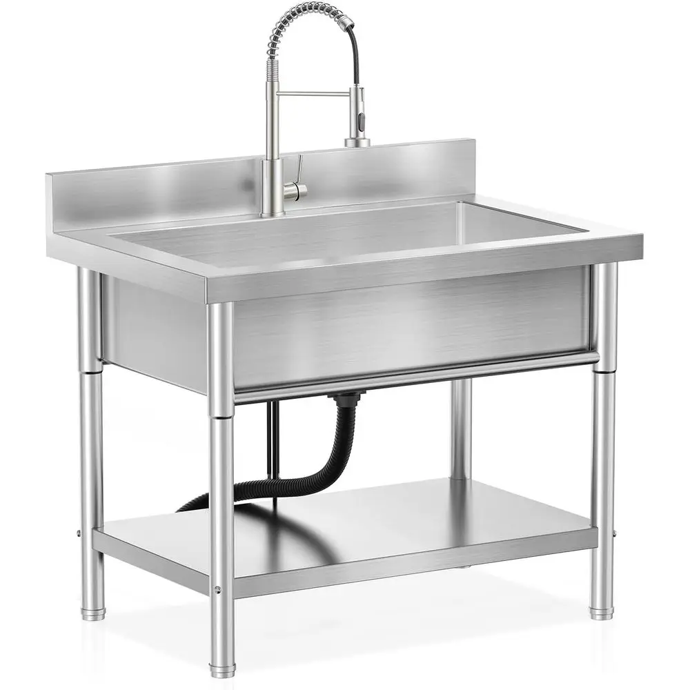 Single Bowl Stainless Steel Utility Sink with Pull-Out Faucet for Laundry and Pet Cleaning
Single Bowl Stainless Steel Utility Sink with Pull-Out Faucet for Laundry and Pet Cleaning