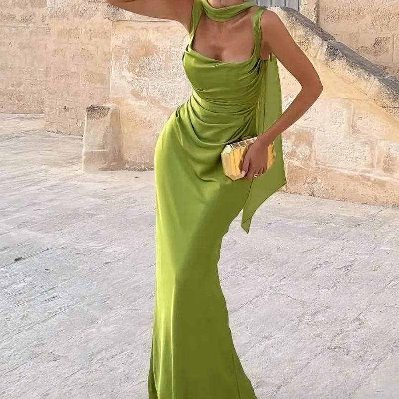 Sexy Satin Ribbon Maxi Party Dress Women Elegant Backless Off Shoulder Sleeveless Ruched Vestidos Summer Solid Evening Dresses
Sexy Satin Ribbon Maxi Party Dress Women Elegant Backless Off Shoulder Sleeveless Ruched Vestidos Summer Solid Evening Dresses
