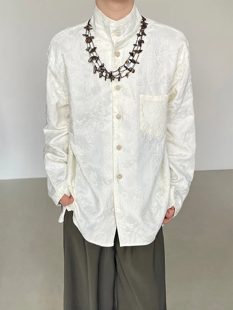 BKYC Vintage Loose Fit Long Sleeve Shirt Stand Collar Embroidery Relief Floral Pattern Men's Casual Shirt Autumn Season
BKYC Vintage Loose Fit Long Sleeve Shirt Stand Collar Embroidery Relief Floral Pattern Men's Casual Shirt Autumn Season