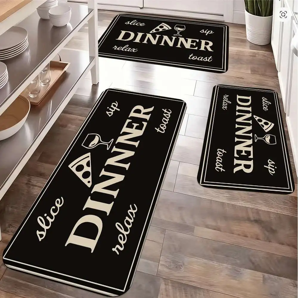 Vintage Black Tone Dining Kitchen Floor Mat Set Water-absorbing and Anti-slip Design High-grade Flannel Floor Mat
Vintage Black Tone Dining Kitchen Floor Mat Set Water-absorbing and Anti-slip Design High-grade Flannel Floor Mat