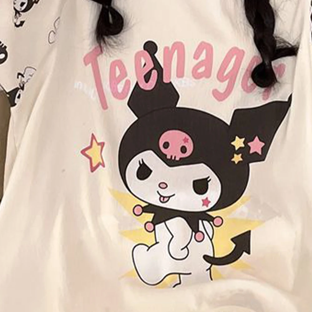 Kuromi Women's Summer Rest Pajama Set Short Sleeve Round Neck Loose Fit Cute Cartoon Print Comfortable Home Casual Wear2025
Kuromi Women's Summer Rest Pajama Set Short Sleeve Round Neck Loose Fit Cute Cartoon Print Comfortable Home Casual Wear2025