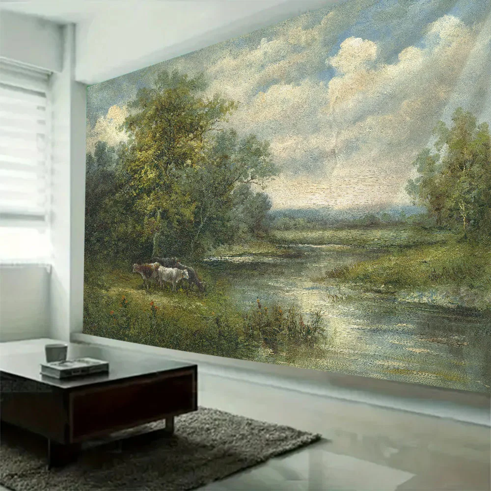Landscape oil painting tapestries, wall hanging art for home and dormitory decoration, retro aesthetic hippie wall decorations
Landscape oil painting tapestries, wall hanging art for home and dormitory decoration, retro aesthetic hippie wall decorations