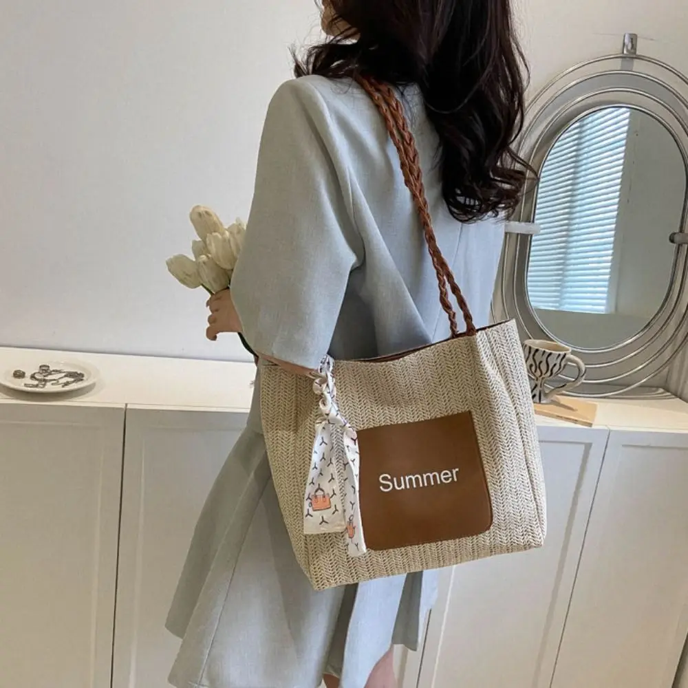 Sweet Balletcore Straw Woven Tote Bag Ribbon Solid Color Beach Shoulder Bag Bucket Bag Multifunctional Women Handbag Travel
Sweet Balletcore Straw Woven Tote Bag Ribbon Solid Color Beach Shoulder Bag Bucket Bag Multifunctional Women Handbag Travel