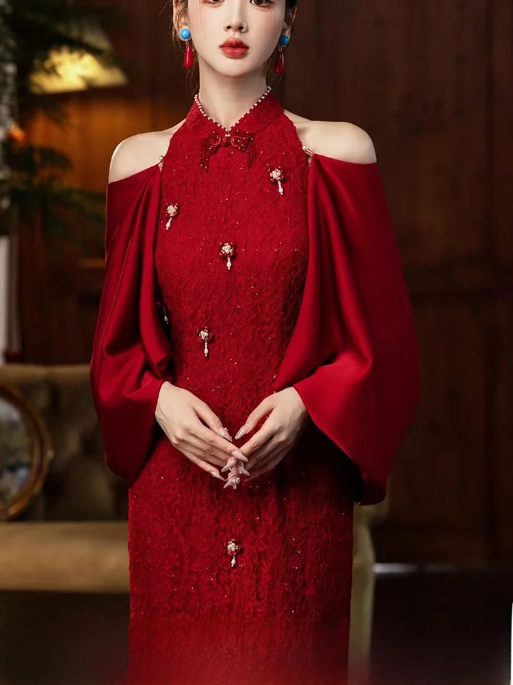 Ele Red Wedding Dr for Women Engagement Ceremony Drinking Ceremony Long Sve Mid-Length Chinese Sle
Ele Red Wedding Dr for Women Engagement Ceremony Drinking Ceremony Long Sve Mid-Length Chinese Sle