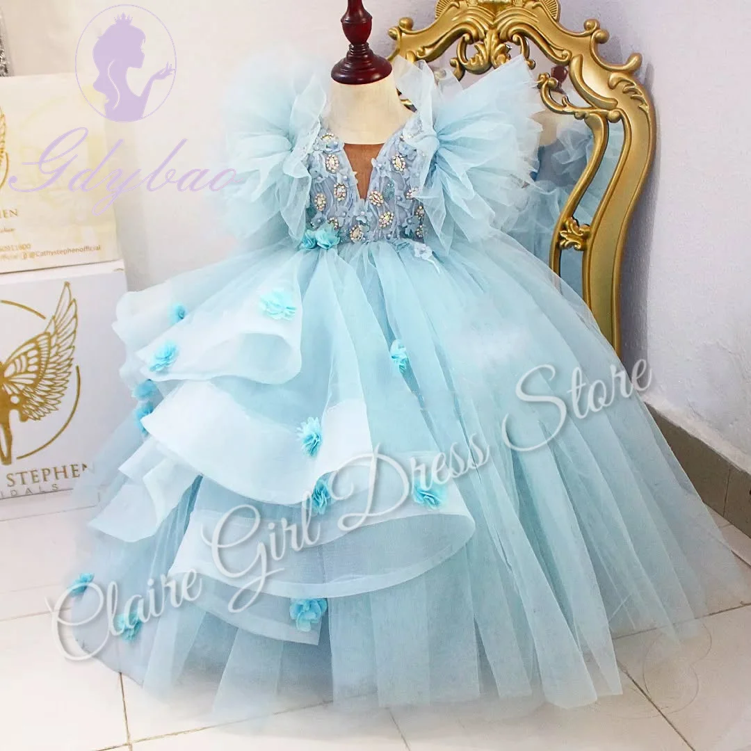 Customized Sky Blue Flower Girl Dresses For Wedding Appliques 3D Flower Lace Tulle Kids Birthday Party First Communion Gown
Customized Sky Blue Flower Girl Dresses For Wedding Appliques 3D Flower Lace Tulle Kids Birthday Party First Communion Gown