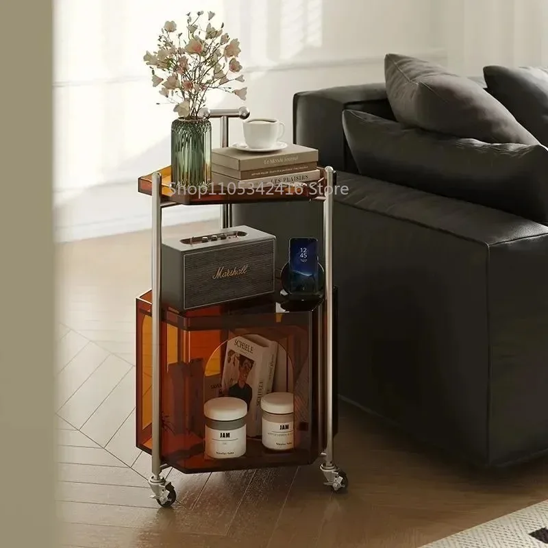 Acrylic Light Luxury Mobile Trolley, Modern Sofa Side Storage Table, Rolling Corner Cabinet for Living Room Home Decor Use
Acrylic Light Luxury Mobile Trolley, Modern Sofa Side Storage Table, Rolling Corner Cabinet for Living Room Home Decor Use