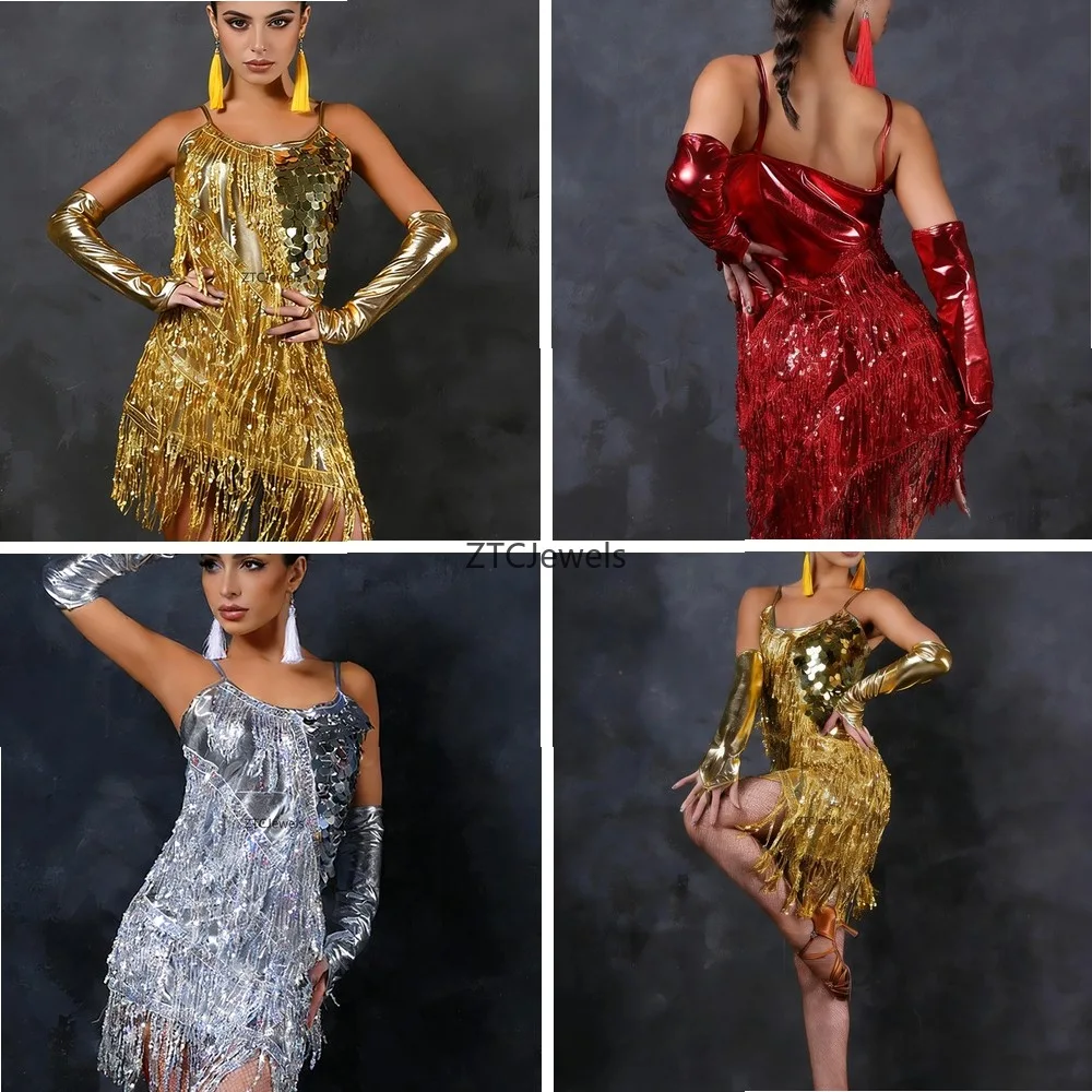 Sequin Fringe Latin Dance Dress Flapper Costume with Gloves for Women Rumba Ballroom Cocktail Party
Sequin Fringe Latin Dance Dress Flapper Costume with Gloves for Women Rumba Ballroom Cocktail Party