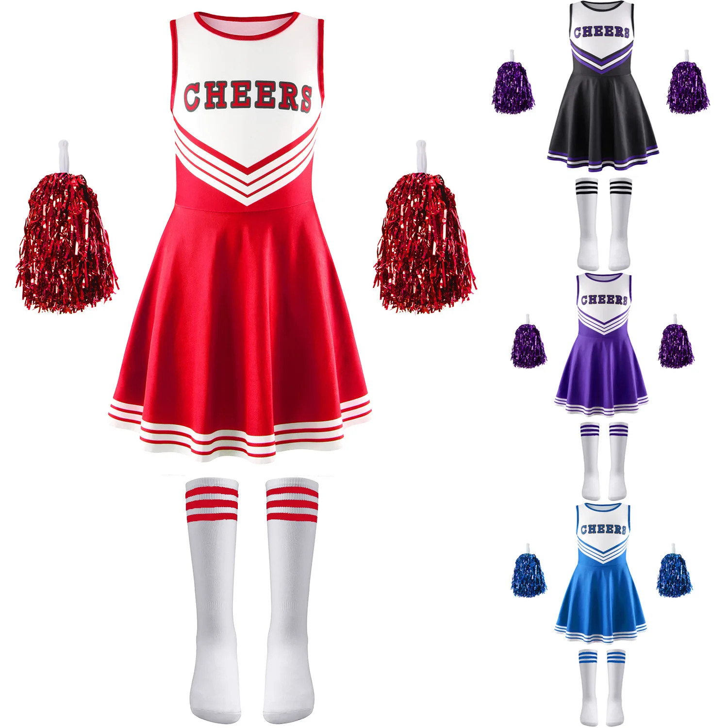 Children Cheerleading Costume Cosplay Girls Sleeveless Dress Football Games Student Stage Performance Role Playing Suits
Children Cheerleading Costume Cosplay Girls Sleeveless Dress Football Games Student Stage Performance Role Playing Suits