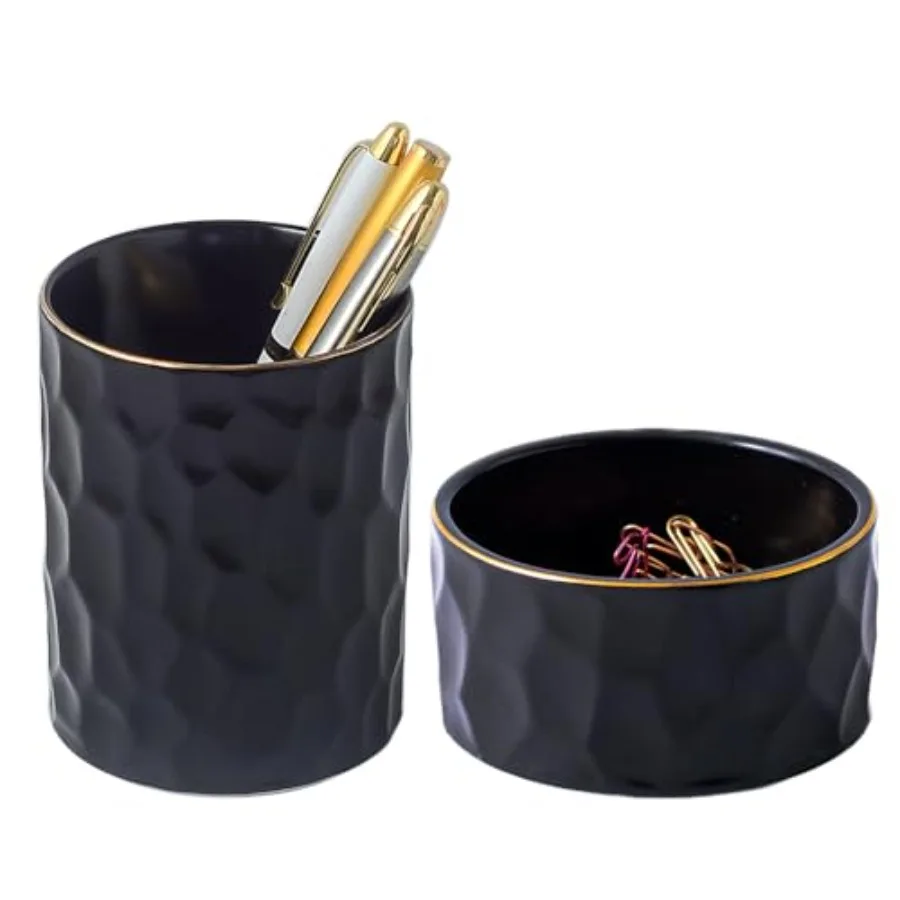 Aesthetic Desk Organizer Set of 2 For Office, Ceramic Pen Holder and Paper Clip Holder Dispenser, Cute Pencil Cup Pot for Desk,
Aesthetic Desk Organizer Set of 2 For Office, Ceramic Pen Holder and Paper Clip Holder Dispenser, Cute Pencil Cup Pot for Desk,