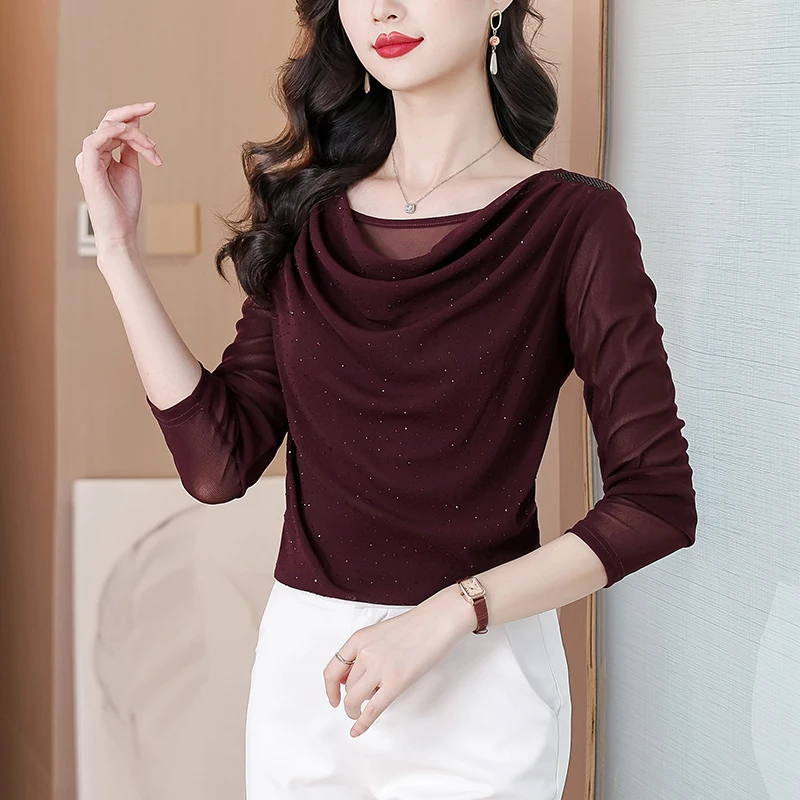 2026 Spring Autumn Women T Shirt Long Sleeve Bright Silk Shirt Slim Round Neck Casual Mesh Tops
2026 Spring Autumn Women T Shirt Long Sleeve Bright Silk Shirt Slim Round Neck Casual Mesh Tops
