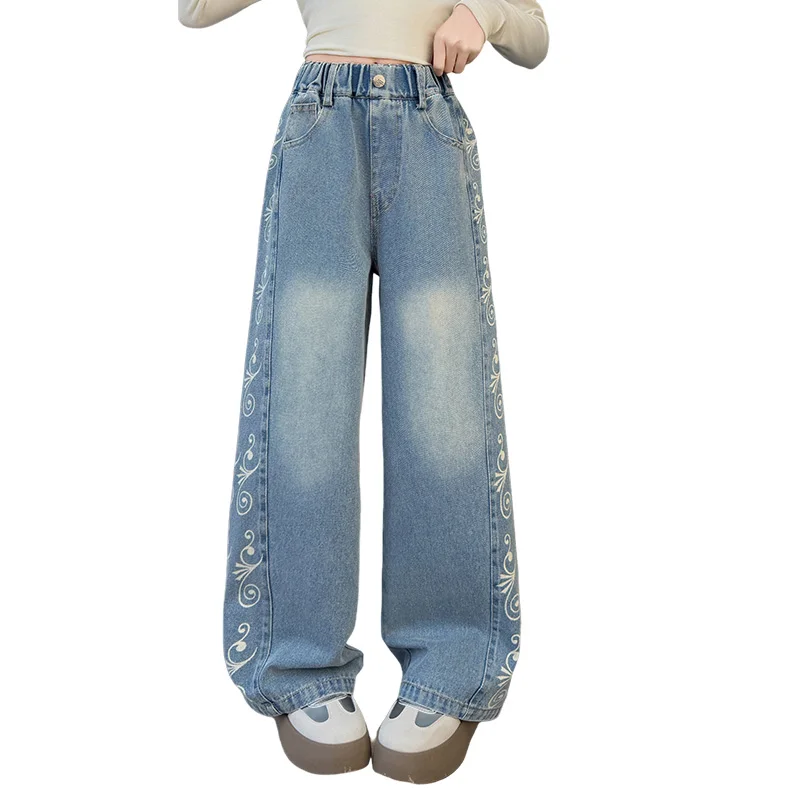 2026 New Arrivals Girls Wide Leg Pants Fashion Side Printed Pattern Jeans High Waist Children Casual Clothes for 5-14Years Old
2026 New Arrivals Girls Wide Leg Pants Fashion Side Printed Pattern Jeans High Waist Children Casual Clothes for 5-14Years Old