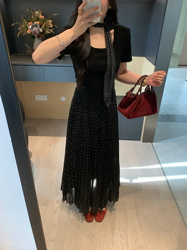 Spring High Waist Slimming Polka Dot Half Skirt Women's Waist Cinching Long Chiffon Skirt Casual Style Non-Ballant Polyester ...
Spring High Waist Slimming Polka Dot Half Skirt Women's Waist Cinching Long Chiffon Skirt Casual Style Non-Ballant Polyester ...