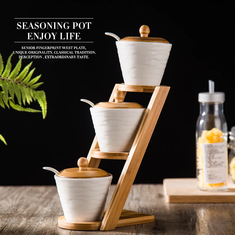 European Style creative gift Ceramic Salt Shaker Kitchen Supplies Salt Jar Condiments Containers with Bamboo Cover Tray
European Style creative gift Ceramic Salt Shaker Kitchen Supplies Salt Jar Condiments Containers with Bamboo Cover Tray