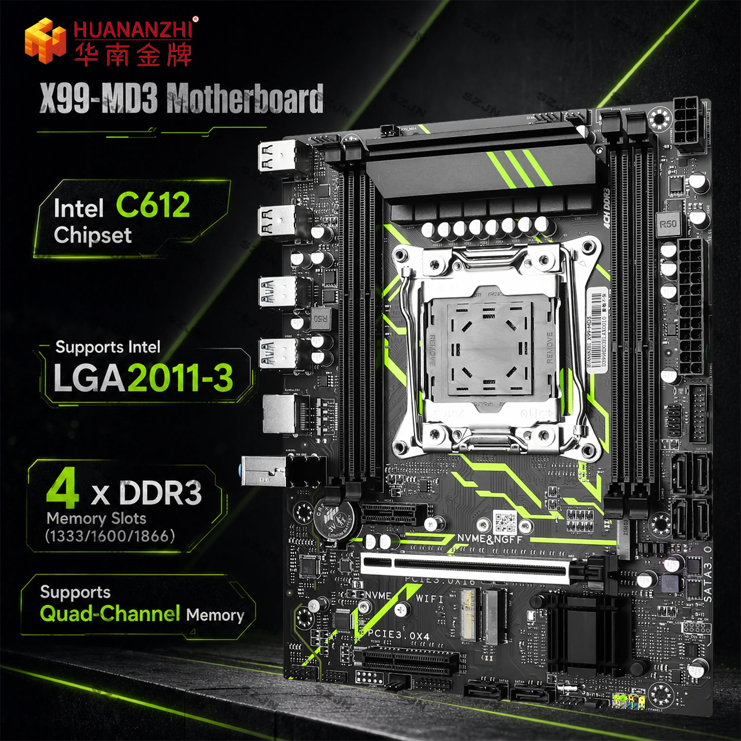HUANANZHI X99-MD3 Motherboard DIY Kit LGA2011-3 Intel Xeon E5 V3 DDR3 Max 128GB Quad Channel Dual M.2 NVMe 6 SATA ATX
HUANANZHI X99-MD3 Motherboard DIY Kit LGA2011-3 Intel Xeon E5 V3 DDR3 Max 128GB Quad Channel Dual M.2 NVMe 6 SATA ATX