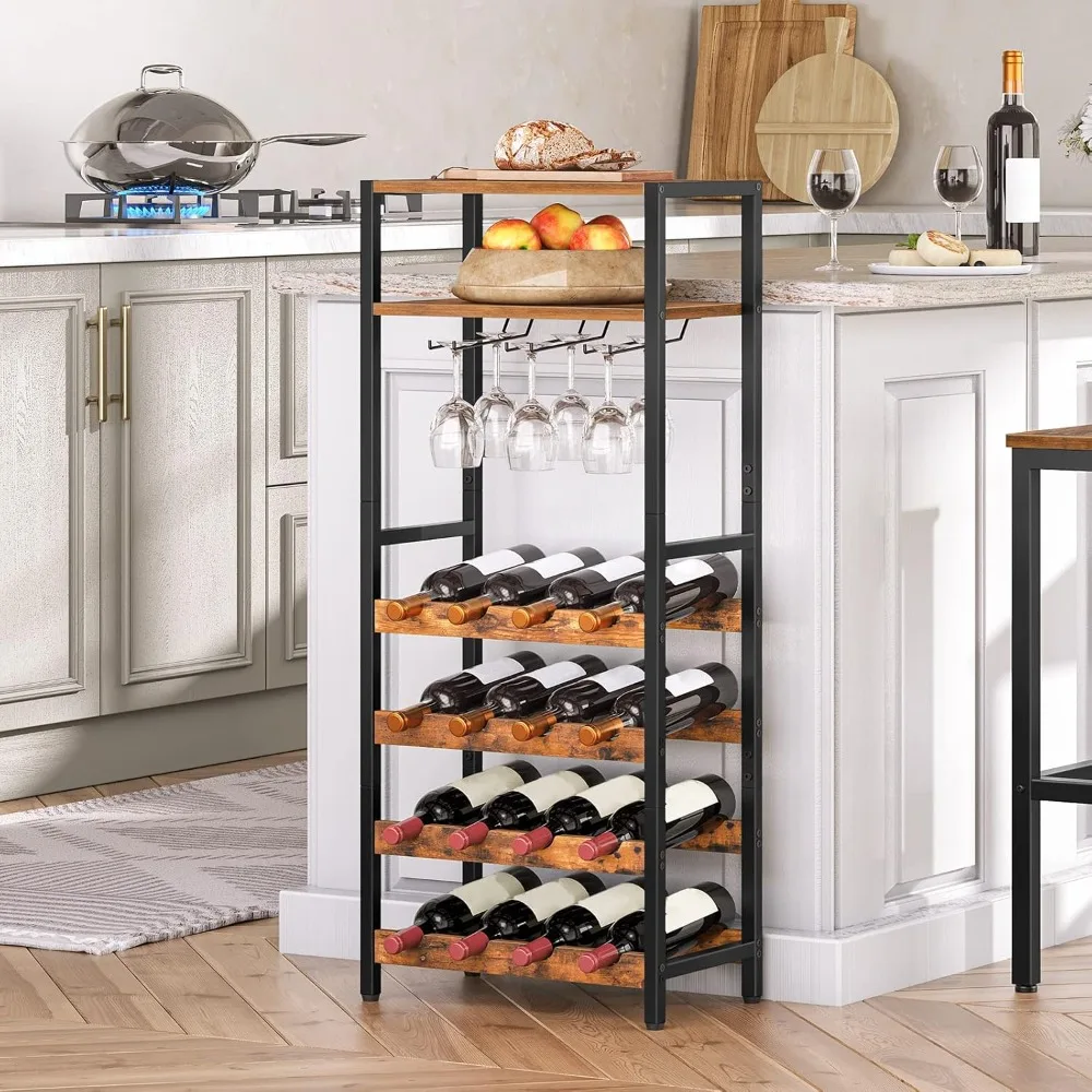 Freestanding Wine Rack, 16-Bottle Wine Storage Rack with Tabletop and Glass Holder, 6-Tier Bar Rack, Wine Rack
Freestanding Wine Rack, 16-Bottle Wine Storage Rack with Tabletop and Glass Holder, 6-Tier Bar Rack, Wine Rack