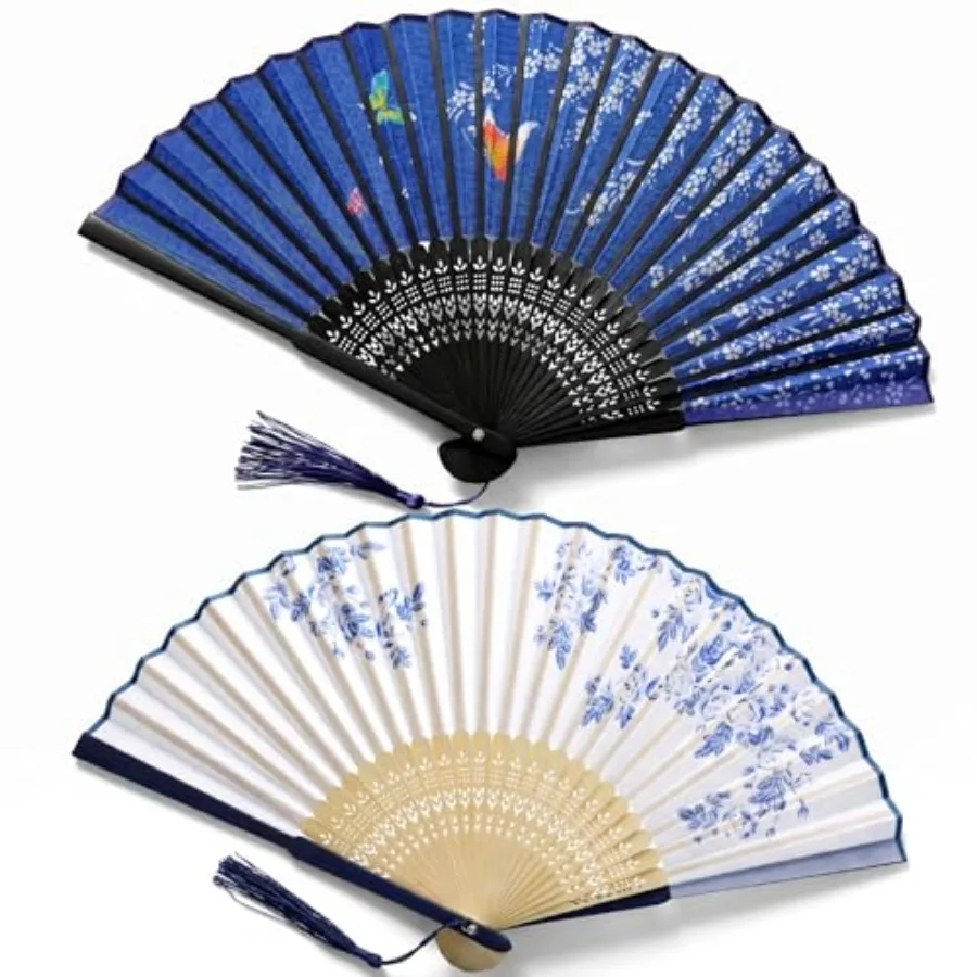 2 Pieces Chinese Folding Fan for Women, Bamboo Frame Silk Fans with Tassels, Handheld Folding Fans for Dancing Cosplay Wedding
2 Pieces Chinese Folding Fan for Women, Bamboo Frame Silk Fans with Tassels, Handheld Folding Fans for Dancing Cosplay Wedding