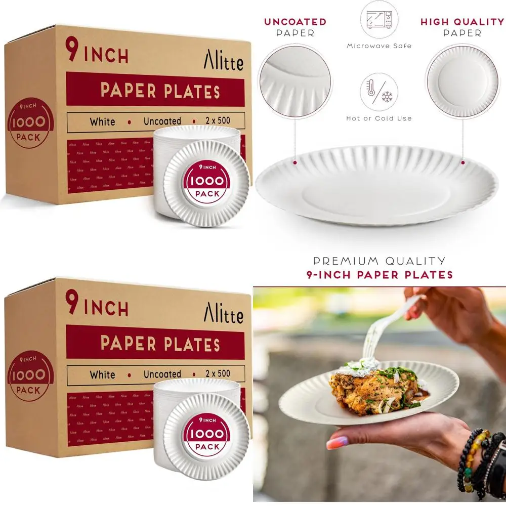 1000 Pack Uncoated 9-Inch Paper Plates for Daily Use, Parties, and Outdoor Dining
1000 Pack Uncoated 9-Inch Paper Plates for Daily Use, Parties, and Outdoor Dining