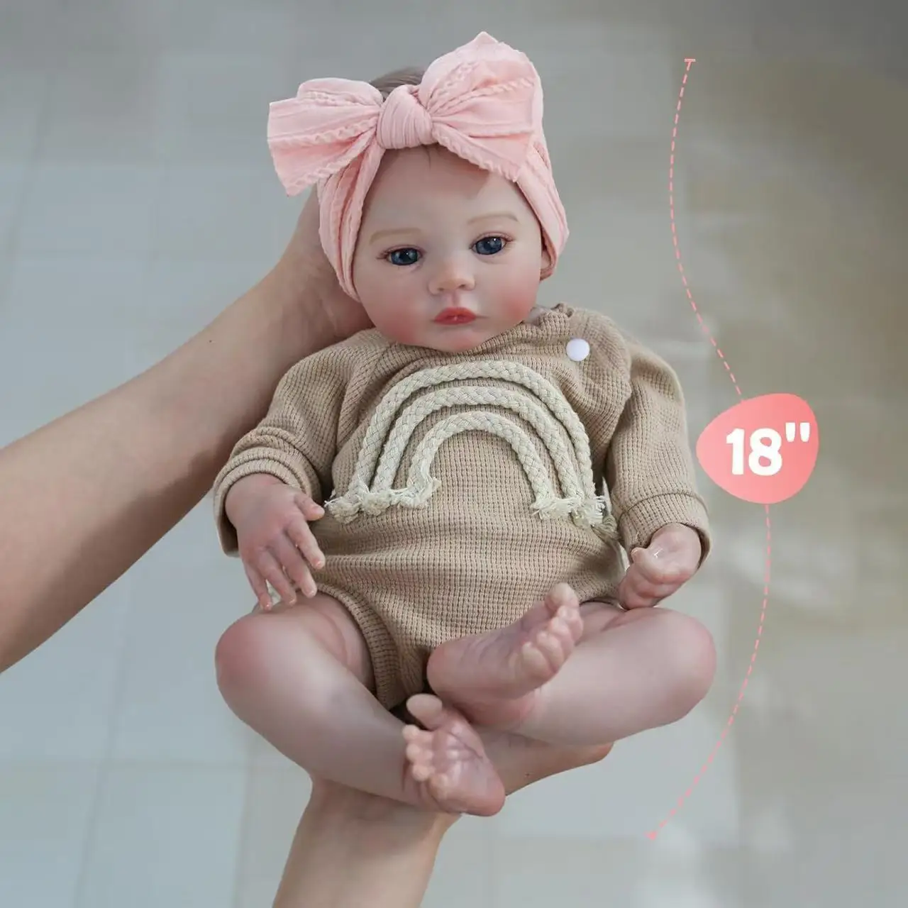 18-inch Vinyl Reborn Doll, Cute Expression | Exquisite Blue Eyes, Pink Headscarf, Realistic Skin & Facial Features, Poseable
18-inch Vinyl Reborn Doll, Cute Expression | Exquisite Blue Eyes, Pink Headscarf, Realistic Skin & Facial Features, Poseable