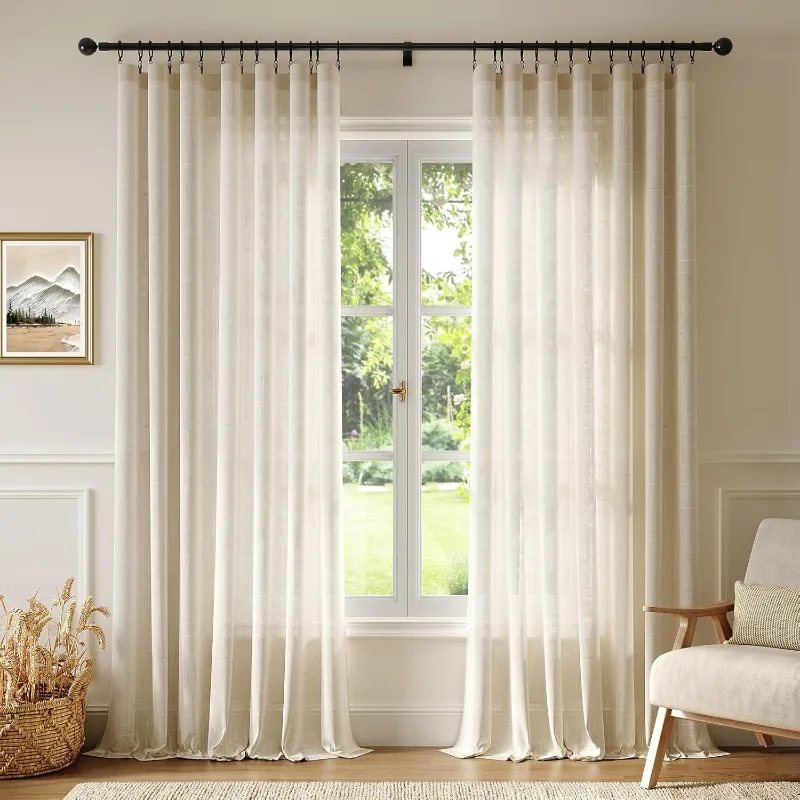 Natural Linen Curtains for Living Room 84 Inch Length 2 Panels Set with Curtain Rings and Clips
Natural Linen Curtains for Living Room 84 Inch Length 2 Panels Set with Curtain Rings and Clips