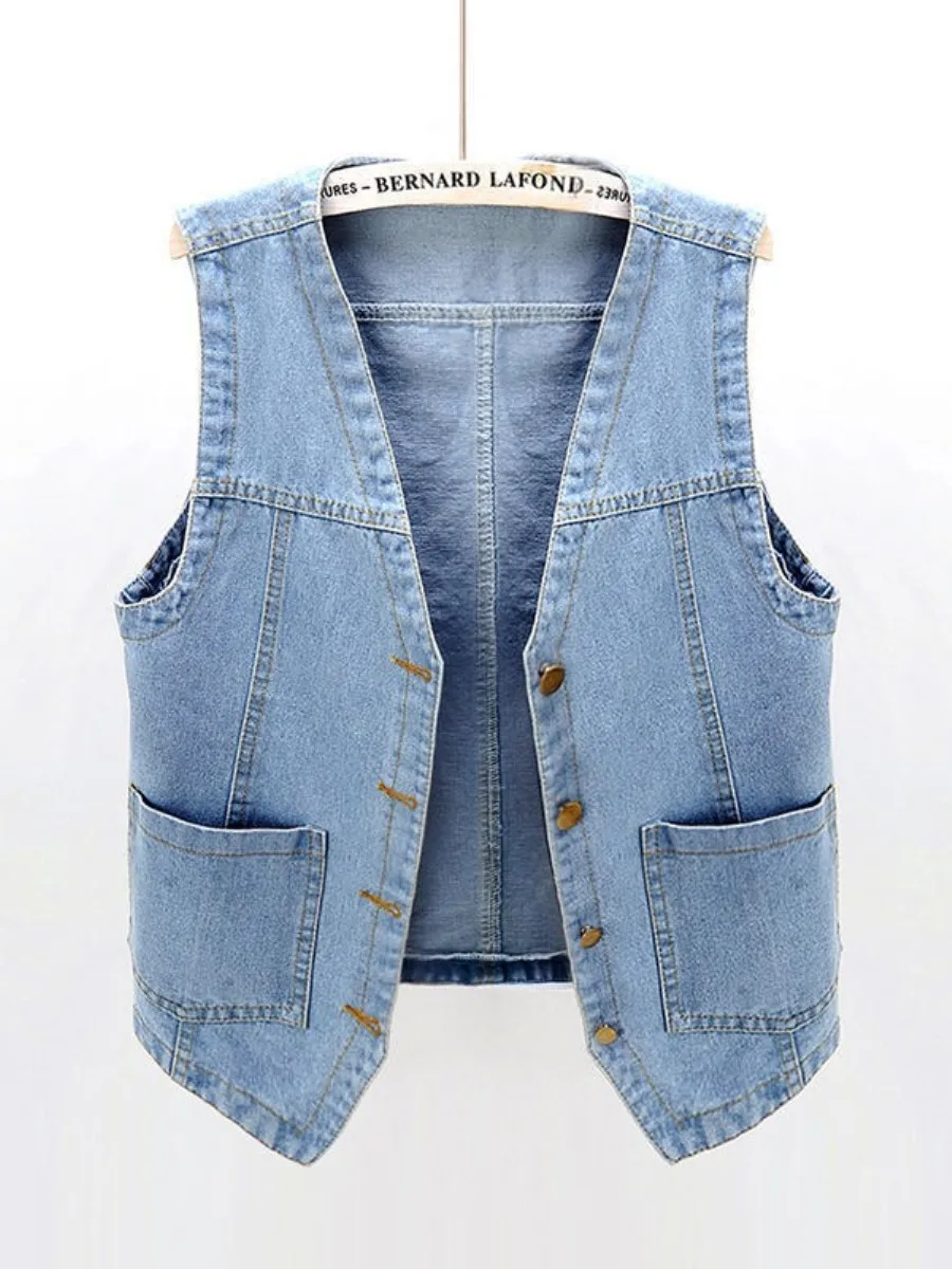 Spring Autumn Short Women's Denim Vest Casual Loose Korean Style Sleeveless Jacket Outerwear Biker Vest Fashionable Outer Layer
Spring Autumn Short Women's Denim Vest Casual Loose Korean Style Sleeveless Jacket Outerwear Biker Vest Fashionable Outer Layer
