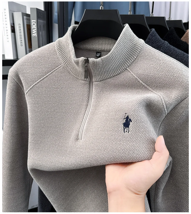 2025 New Sweater Men's Half Zipper Stand Up Collar Knitted Sweater with Thick Velvet for Warmth Winter Knitted Base
2025 New Sweater Men's Half Zipper Stand Up Collar Knitted Sweater with Thick Velvet for Warmth Winter Knitted Base