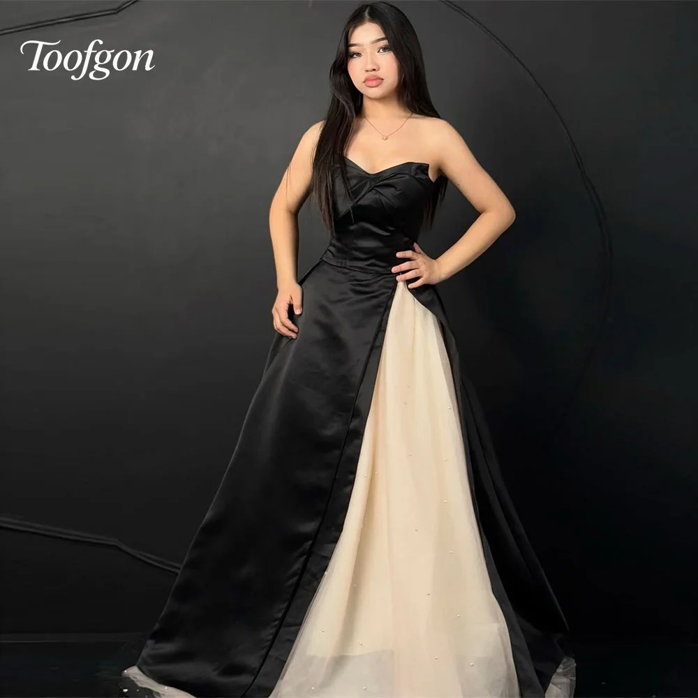 Toofgon Strapless Bow Neck Black Evening Dresses Draped A Line Prom Dress Customized Satin Tulle Formal Birthday Party Dress
Toofgon Strapless Bow Neck Black Evening Dresses Draped A Line Prom Dress Customized Satin Tulle Formal Birthday Party Dress