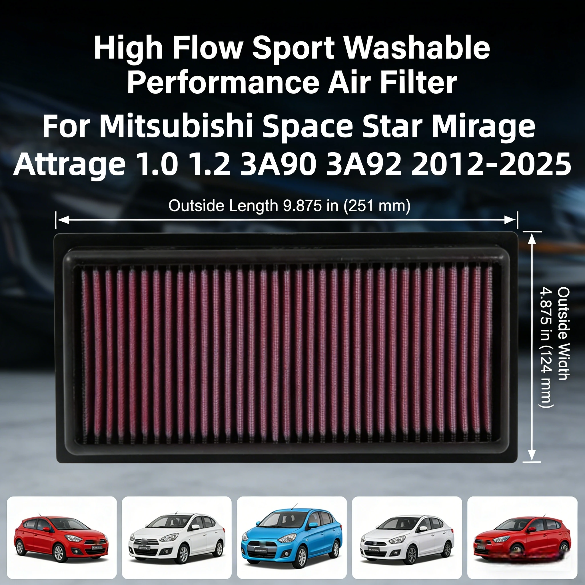 Для Mitsubishi Space Star Mirage Attrage 1.0 1.2 3A90 3A92 2012-2025: Высокопроизводительный спортивный моющийся воздушный фильтр 33-3016
Для Mitsubishi Space Star Mirage Attrage 1.0 1.2 3A90 3A92 2012-2025: Высокопроизводительный спортивный моющийся воздушный фильтр 33-3016