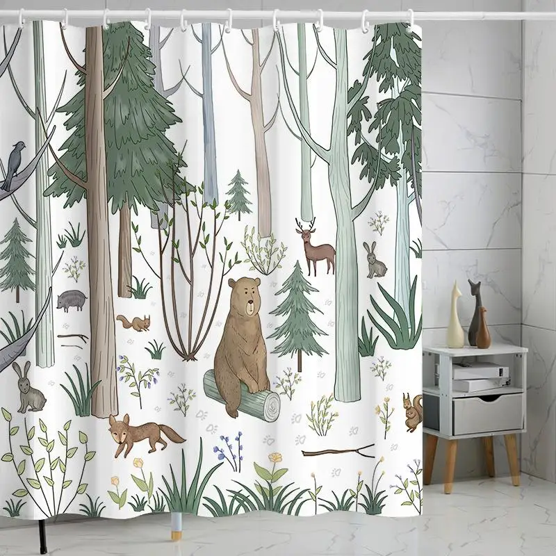 Waterproof Digital Printing Forest Mist Animal Pattern Bath Curtain Polyester Material American Sle Batoom Decorative Tool
Waterproof Digital Printing Forest Mist Animal Pattern Bath Curtain Polyester Material American Sle Batoom Decorative Tool