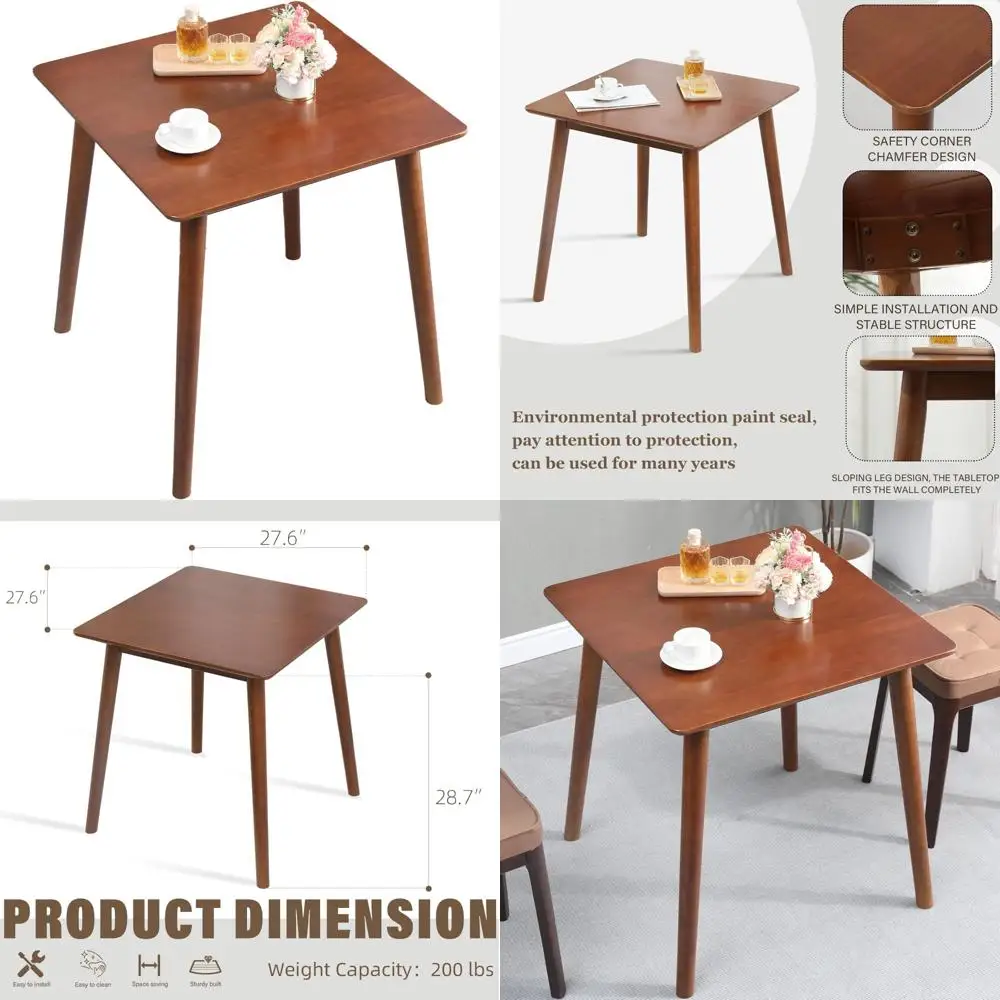 Mid-Century Modern Square Dining Table for Two, Rustic and Space-Saving Kitchen Table, 27.6-inch Small Dining Table
Mid-Century Modern Square Dining Table for Two, Rustic and Space-Saving Kitchen Table, 27.6-inch Small Dining Table