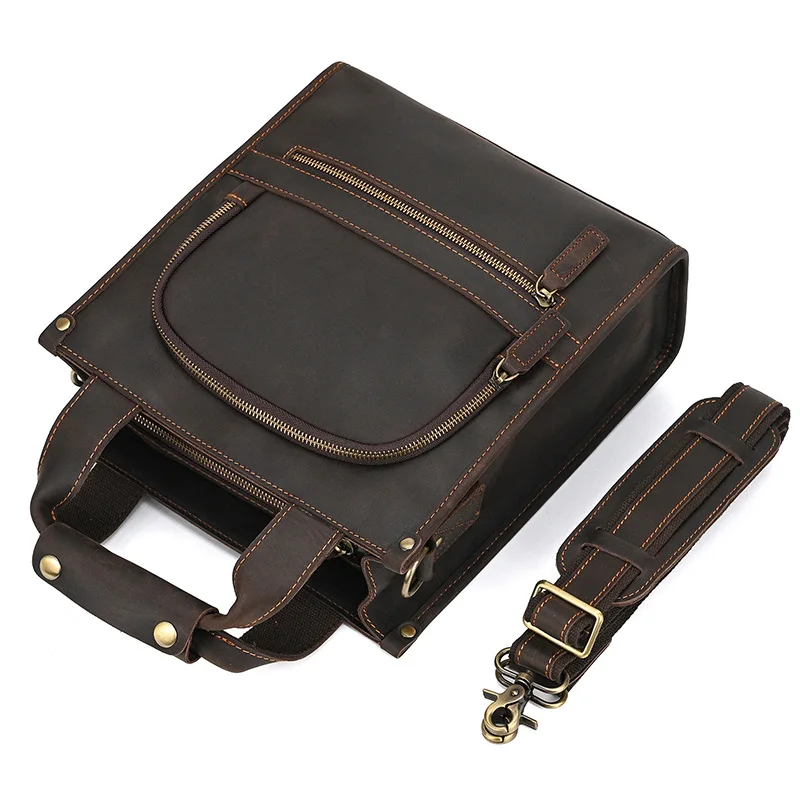Unisex Crazy Horse Leather Handbag, Vertical A4 Men Briefcase Genuine Cowhide Shoulder Crossbody Commute Document Bag
Unisex Crazy Horse Leather Handbag, Vertical A4 Men Briefcase Genuine Cowhide Shoulder Crossbody Commute Document Bag