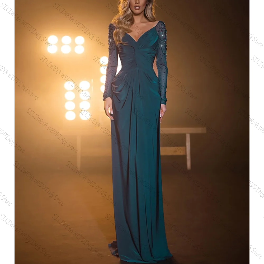 Chic V Neck Long Sleeves Prom Dress Fashion Party Floor Length Lady High-end Formal Evening Gowns
Chic V Neck Long Sleeves Prom Dress Fashion Party Floor Length Lady High-end Formal Evening Gowns