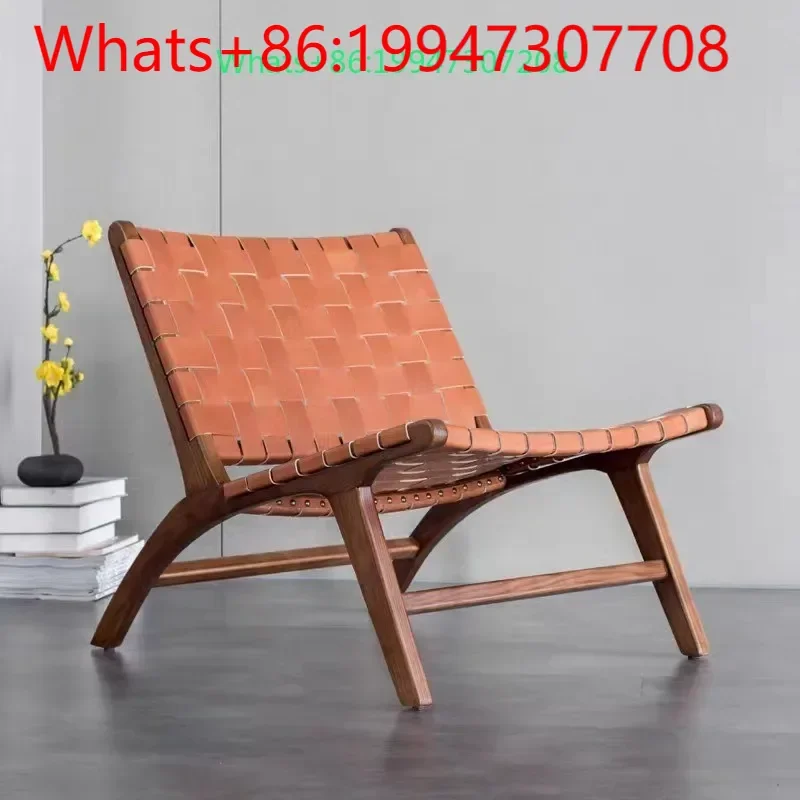 Nordic light luxury solid wood saddle leather leisure chair traditional hand-woven homestay cafe back chair
Nordic light luxury solid wood saddle leather leisure chair traditional hand-woven homestay cafe back chair