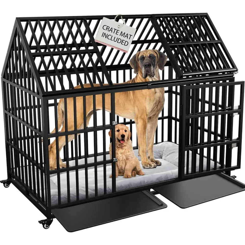 Heavy Duty Dog Crate 54 inch with Mat XL Large Pet Dog Cage Crate Kennel with Roof Top 2 Doors Removable Trays,Dog Crate
Heavy Duty Dog Crate 54 inch with Mat XL Large Pet Dog Cage Crate Kennel with Roof Top 2 Doors Removable Trays,Dog Crate