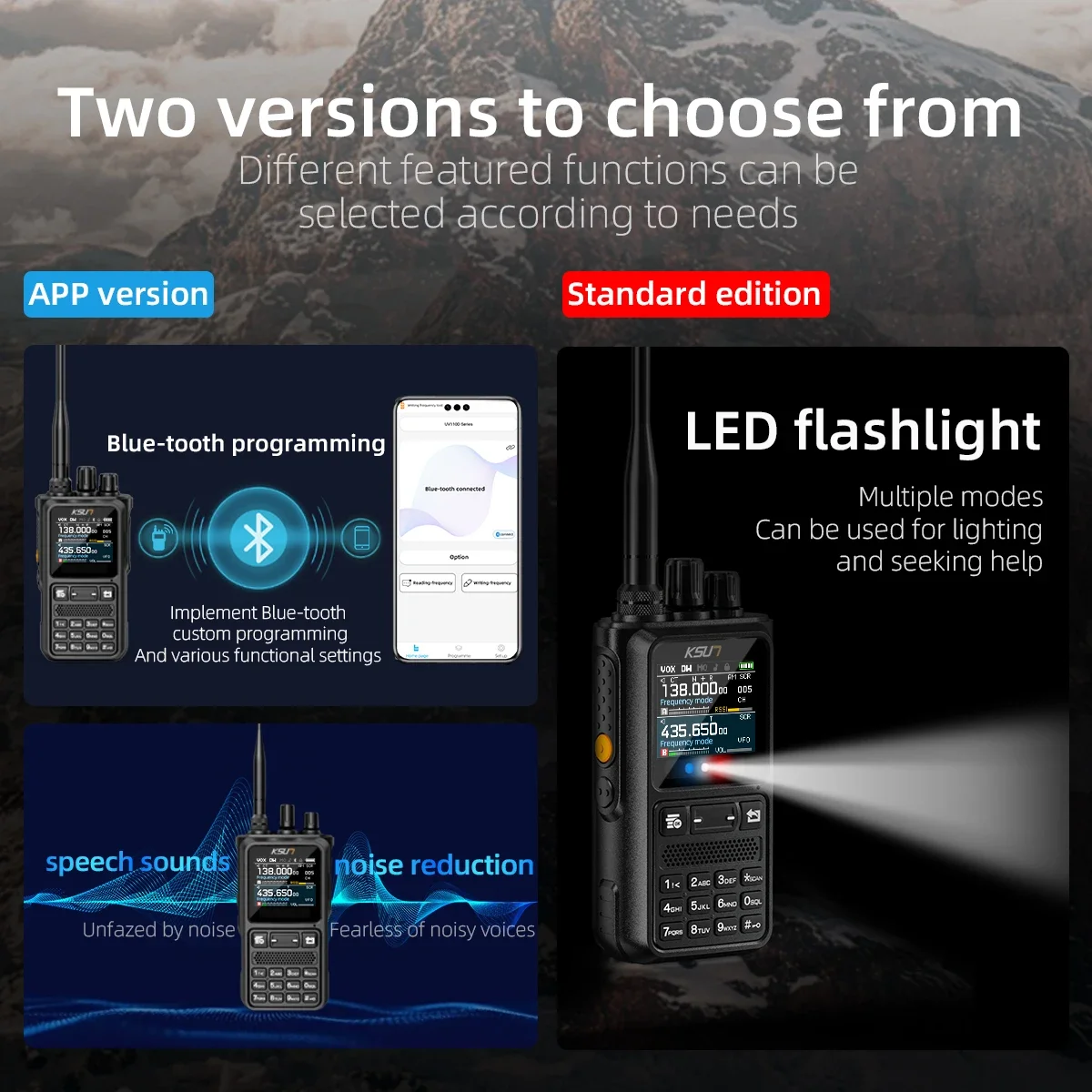 KSUN UV110D Flashlight s Easy Pairing VHF UHF Dual Band Airband Ham Radio PC Programming Multi-Band Two Way Radio
KSUN UV110D Flashlight s Easy Pairing VHF UHF Dual Band Airband Ham Radio PC Programming Multi-Band Two Way Radio