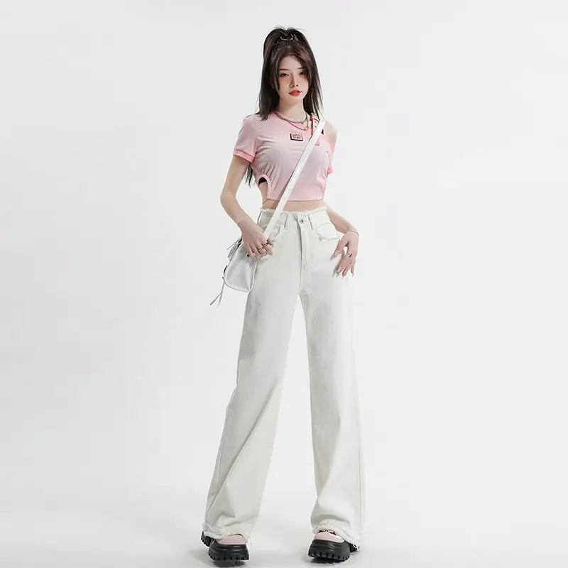 White versatile jeans for plus-size individualsmmSlimming2025New summer women's high-waisted narrow wide-leg pants with frayed e
White versatile jeans for plus-size individualsmmSlimming2025New summer women's high-waisted narrow wide-leg pants with frayed e