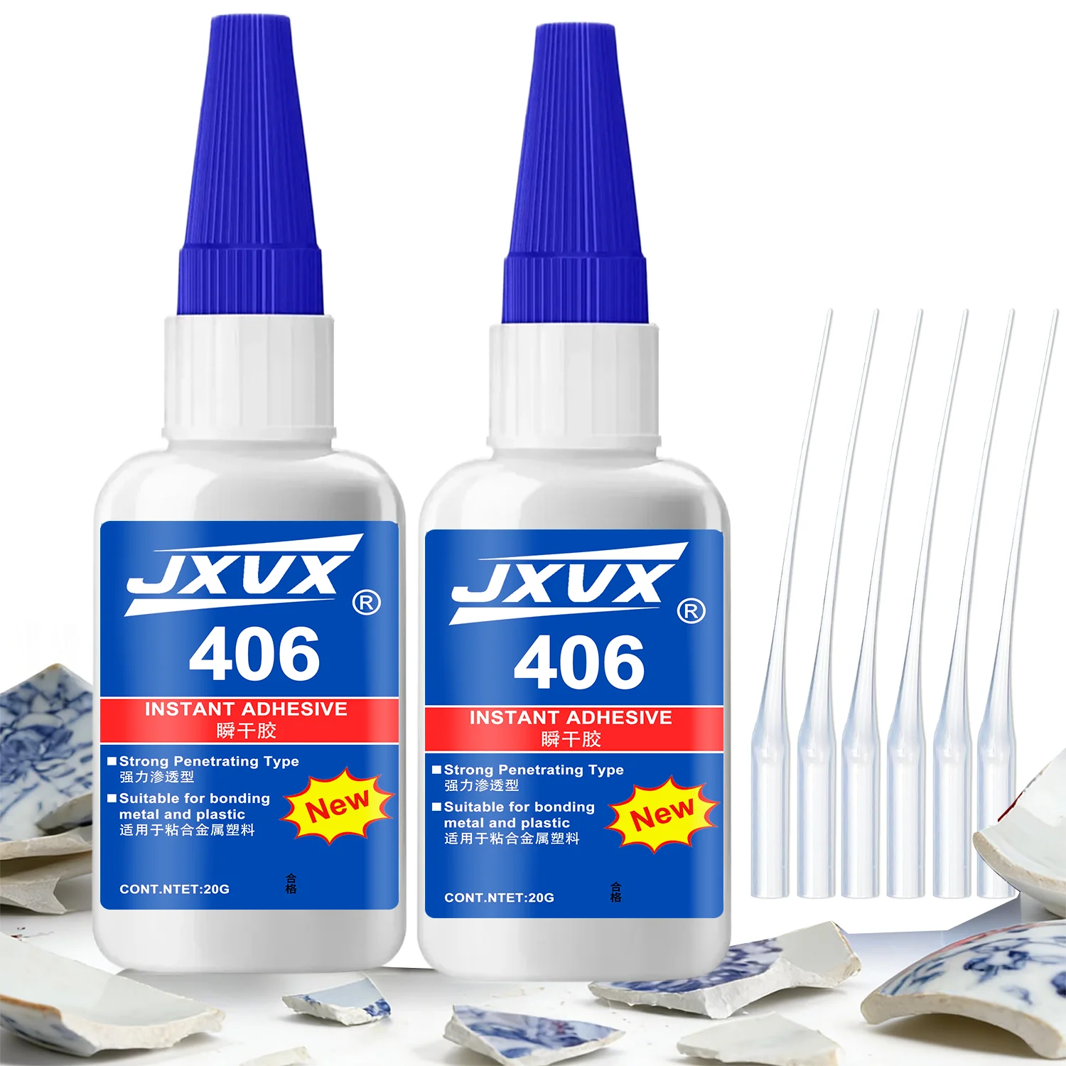 JXVX 406 Super Glue Waterproof, high Temperature Resistant and 5-second quick-dry Transparent For Ceramics and Porcelain,1-6pcs.
JXVX 406 Super Glue Waterproof, high Temperature Resistant and 5-second quick-dry Transparent For Ceramics and Porcelain,1-6pcs.