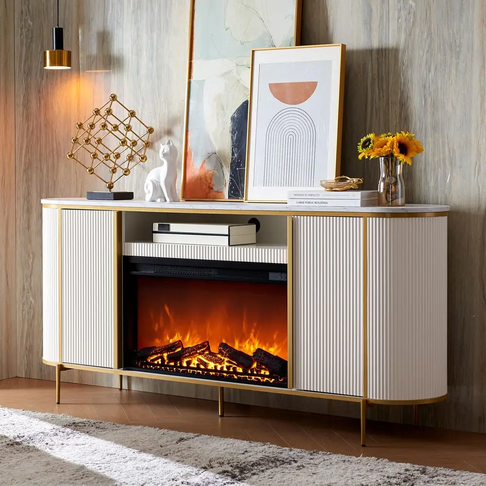 Luxury 70 Fluted Fireplace TV Stand, Modern Chic Entertainment Center for TVs Up to 80 inches, TV Console with Faux Marble Top,
Luxury 70 Fluted Fireplace TV Stand, Modern Chic Entertainment Center for TVs Up to 80 inches, TV Console with Faux Marble Top,