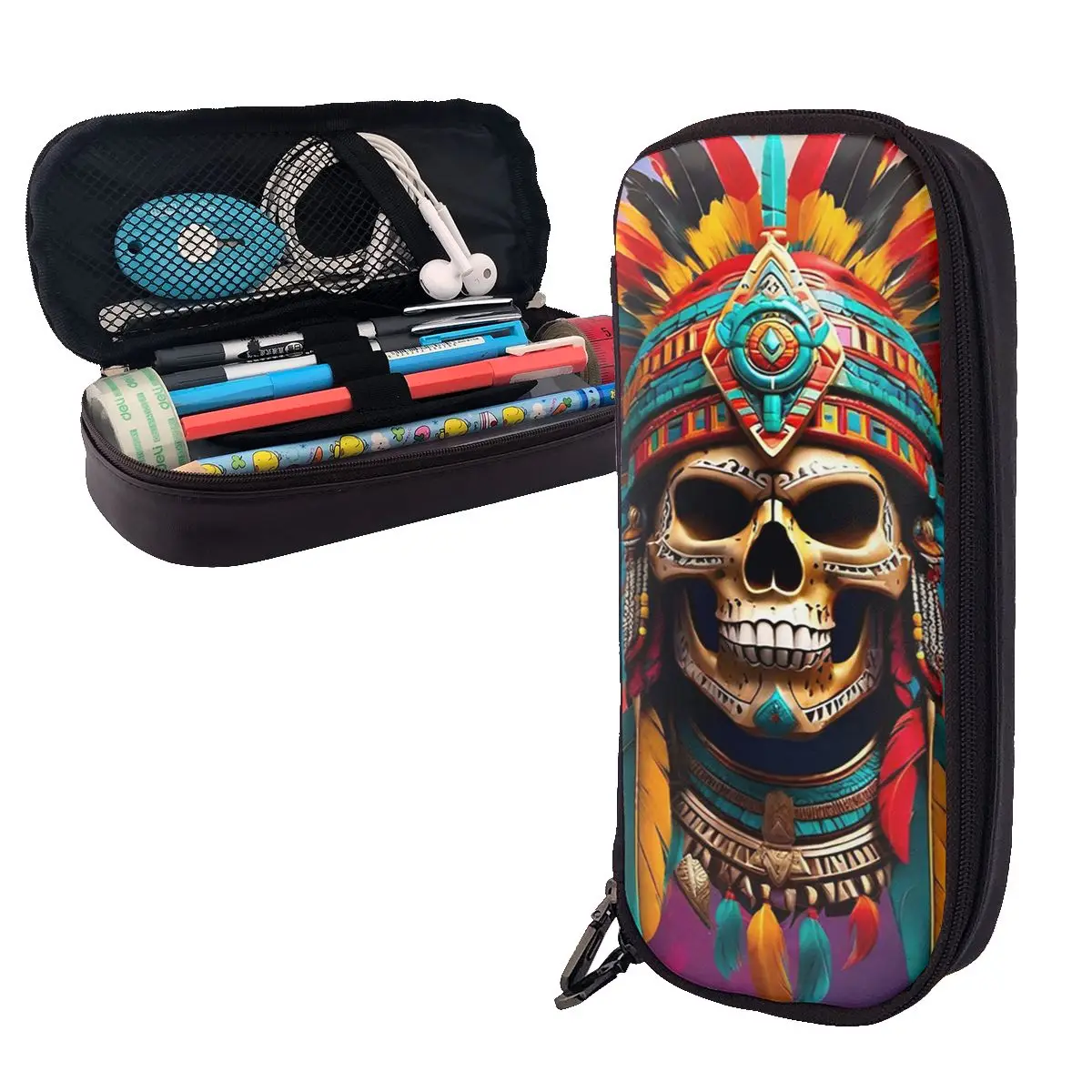 Aztec Skull Leather Pencil Cases Pen Holder Storage Stationery Supplies Large Capacity Pen Box Pencil Bag for Kids Gifts
Aztec Skull Leather Pencil Cases Pen Holder Storage Stationery Supplies Large Capacity Pen Box Pencil Bag for Kids Gifts