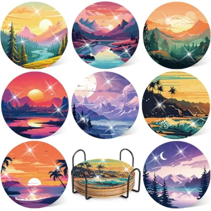 Diamond Art Painting Coasters Kit - 8 PCS Landscape Diamond Art for Adults Crafts Set with Holder Sunset Sunrise Coasters Table
Diamond Art Painting Coasters Kit - 8 PCS Landscape Diamond Art for Adults Crafts Set with Holder Sunset Sunrise Coasters Table