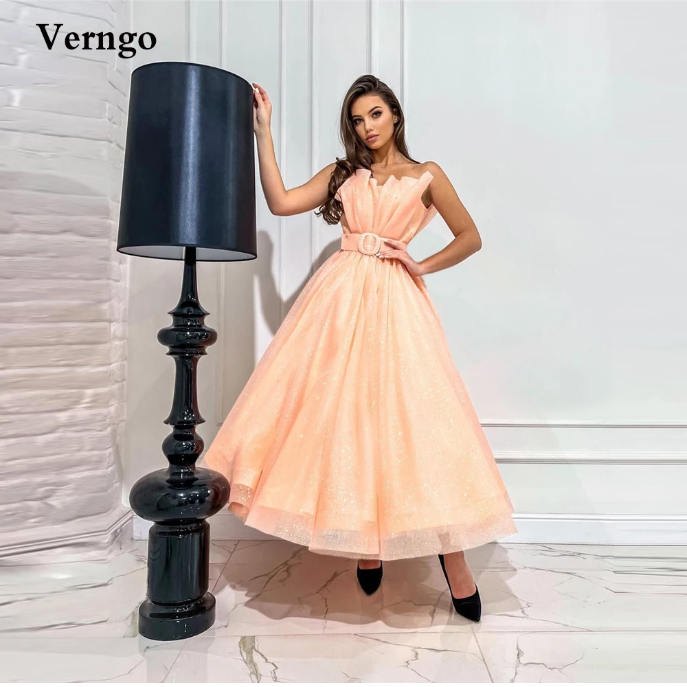 Verngo Glitter A Line Prom Dresses Strapless Pleats Ankle Length Evening Gowns Women Party Formal Graduation Dress Robes
Verngo Glitter A Line Prom Dresses Strapless Pleats Ankle Length Evening Gowns Women Party Formal Graduation Dress Robes