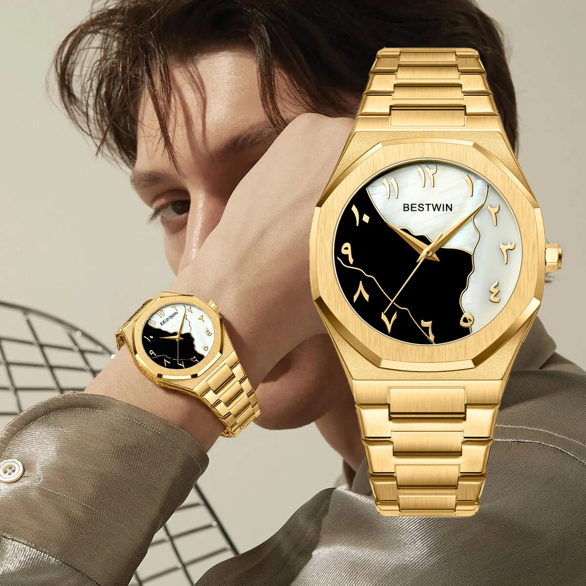 Men Business Watch Fashion Trendy Quartz Wrist Watch Two Tone Dial Stainless Steel Strip Waterproof Men Watch
Men Business Watch Fashion Trendy Quartz Wrist Watch Two Tone Dial Stainless Steel Strip Waterproof Men Watch