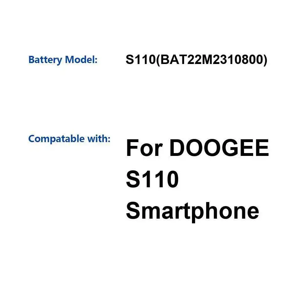 10800Mah Premium Replacement Mobile Phone Battery For Doogee S110 BAT22M2310800
10800Mah Premium Replacement Mobile Phone Battery For Doogee S110 BAT22M2310800