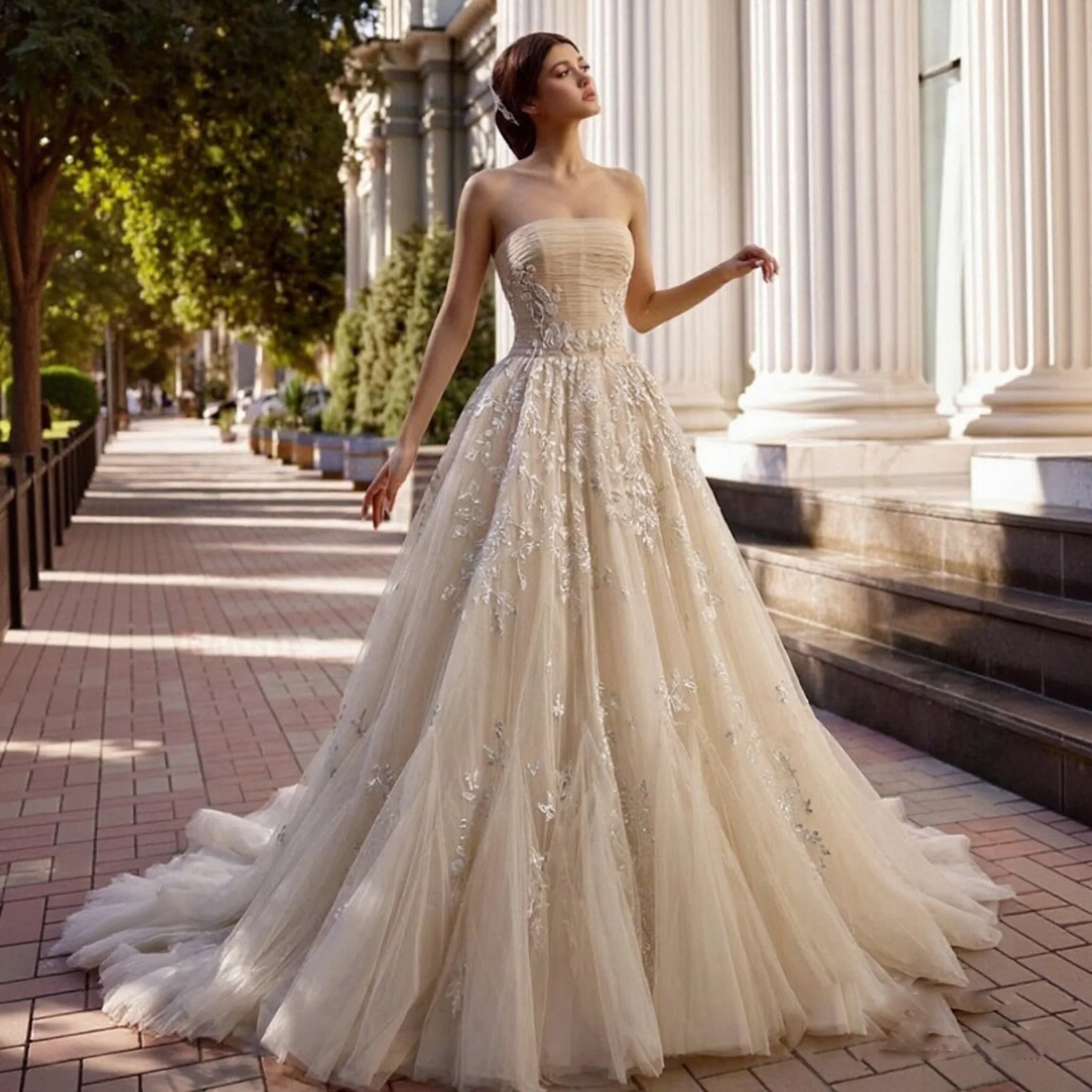Sheer Fairy Women' s Elegant Floral Wedding Dress Pleated 2026 Sequined Classic Lace Bridal Gowns A-Line Beaded SW664 Customized
Sheer Fairy Women' s Elegant Floral Wedding Dress Pleated 2026 Sequined Classic Lace Bridal Gowns A-Line Beaded SW664 Customized