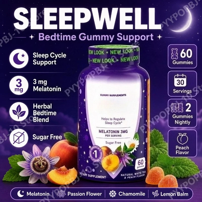Sleep Gummies with Melatonin 3mg Passion Flower Chamomile Lemon Balm Supports Healthy Sleep Sugar Free 60 Gummies
Sleep Gummies with Melatonin 3mg Passion Flower Chamomile Lemon Balm Supports Healthy Sleep Sugar Free 60 Gummies