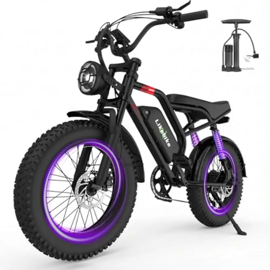 Electric bike for adults: 1500W/2000W/3000W peak 32/36/47MPH 20 fat tire aluminum frame black full suspension hydraulic disc br
Electric bike for adults: 1500W/2000W/3000W peak 32/36/47MPH 20 fat tire aluminum frame black full suspension hydraulic disc br