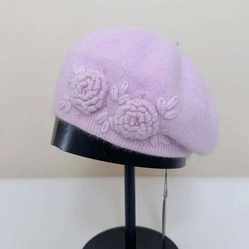 Beret Women Winter Angora Knit Hat Flower Warm Soft Accessory For Autumn Outdoors Sports Cold Weather
Beret Women Winter Angora Knit Hat Flower Warm Soft Accessory For Autumn Outdoors Sports Cold Weather