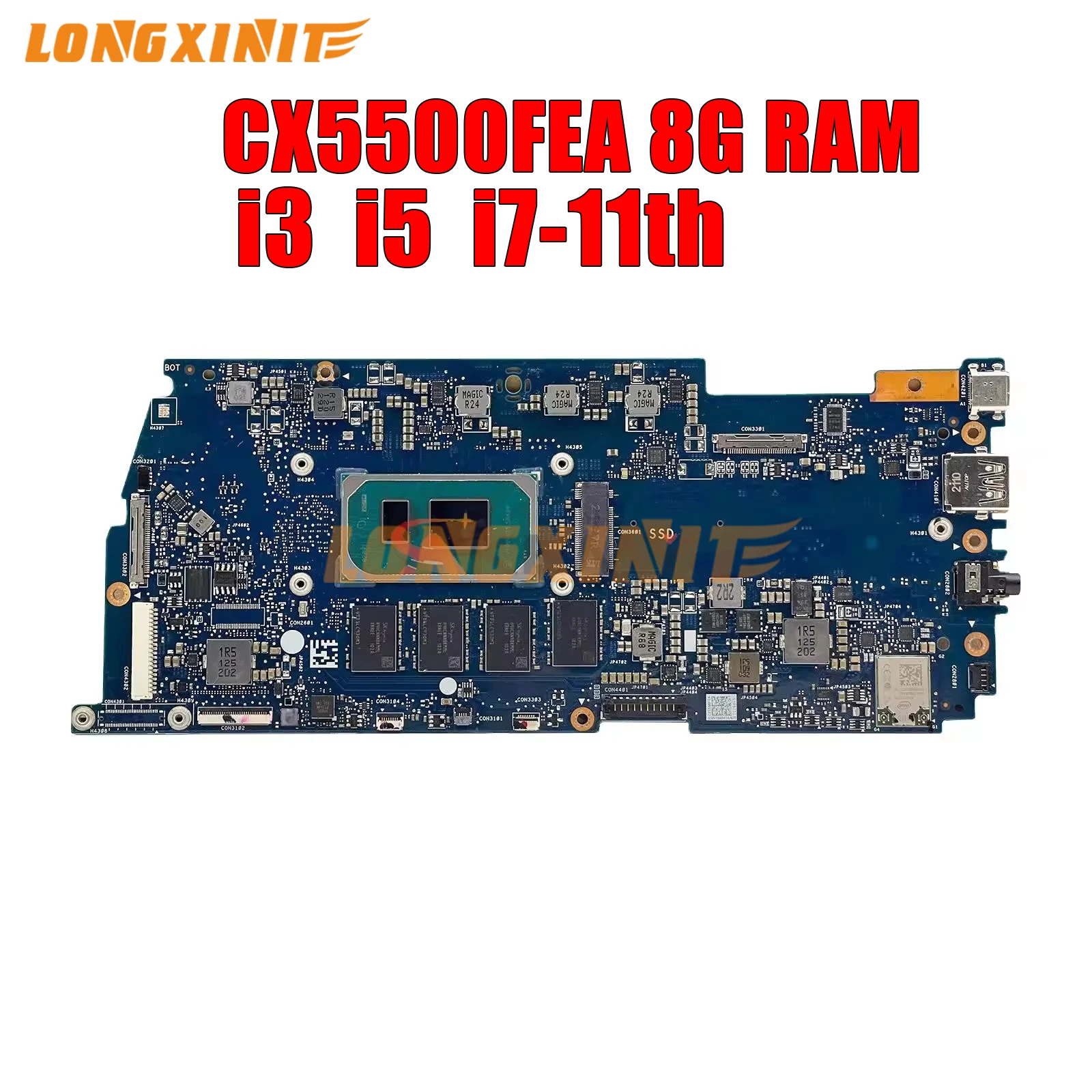 CX5500FEA Laptop Motherboard I3-1115G4 I5-1135G7 CPU 8G RAM For ASUS Flip CX5500FEA-E60026 Notebook Mainboard
CX5500FEA Laptop Motherboard I3-1115G4 I5-1135G7 CPU 8G RAM For ASUS Flip CX5500FEA-E60026 Notebook Mainboard