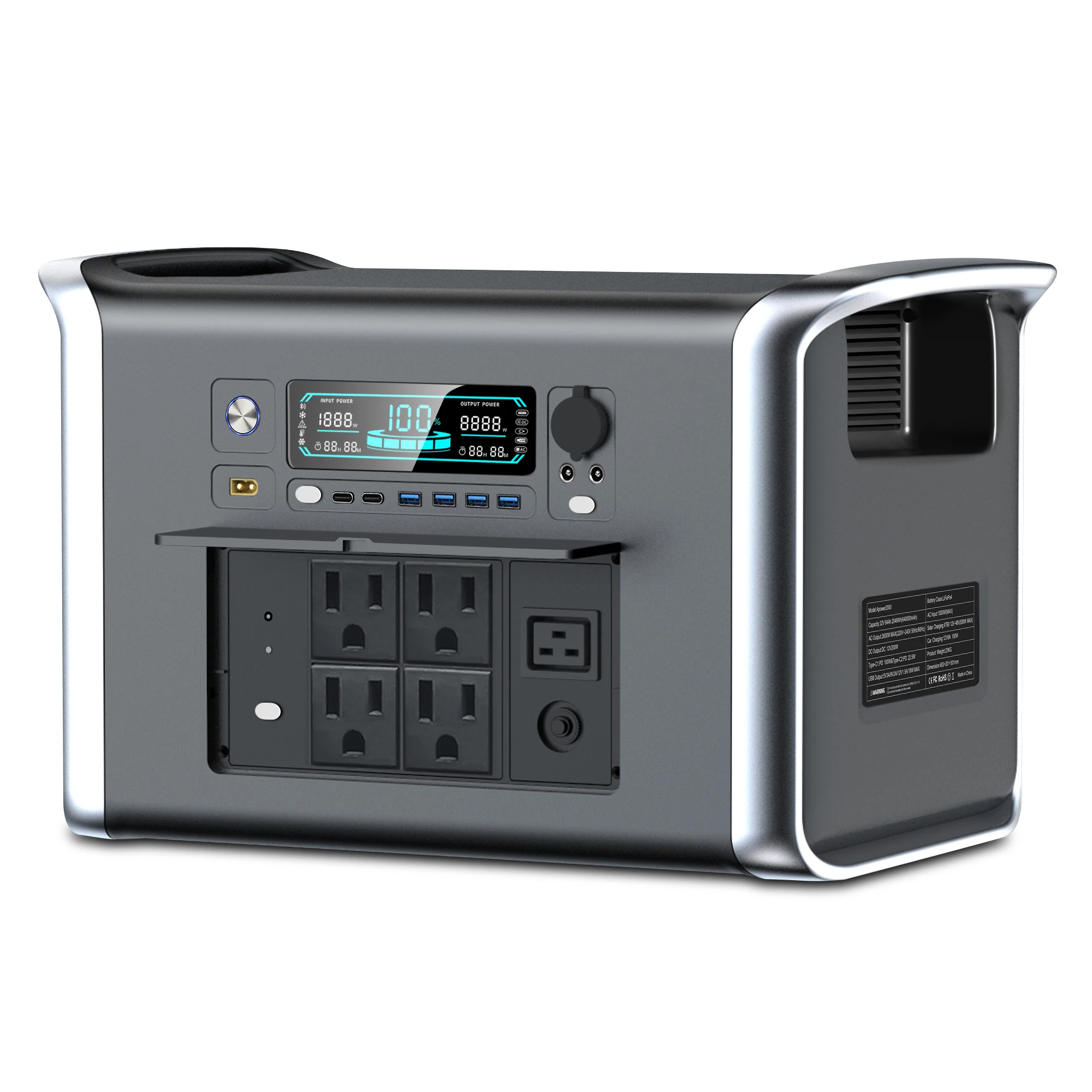 CTOLITY AP2000 2400W Solar Generator 2048WH Portable Power Station Lifepo4 UPS Supply Camping Electric PowerBank LiFePo4 Battery
CTOLITY AP2000 2400W Solar Generator 2048WH Portable Power Station Lifepo4 UPS Supply Camping Electric PowerBank LiFePo4 Battery