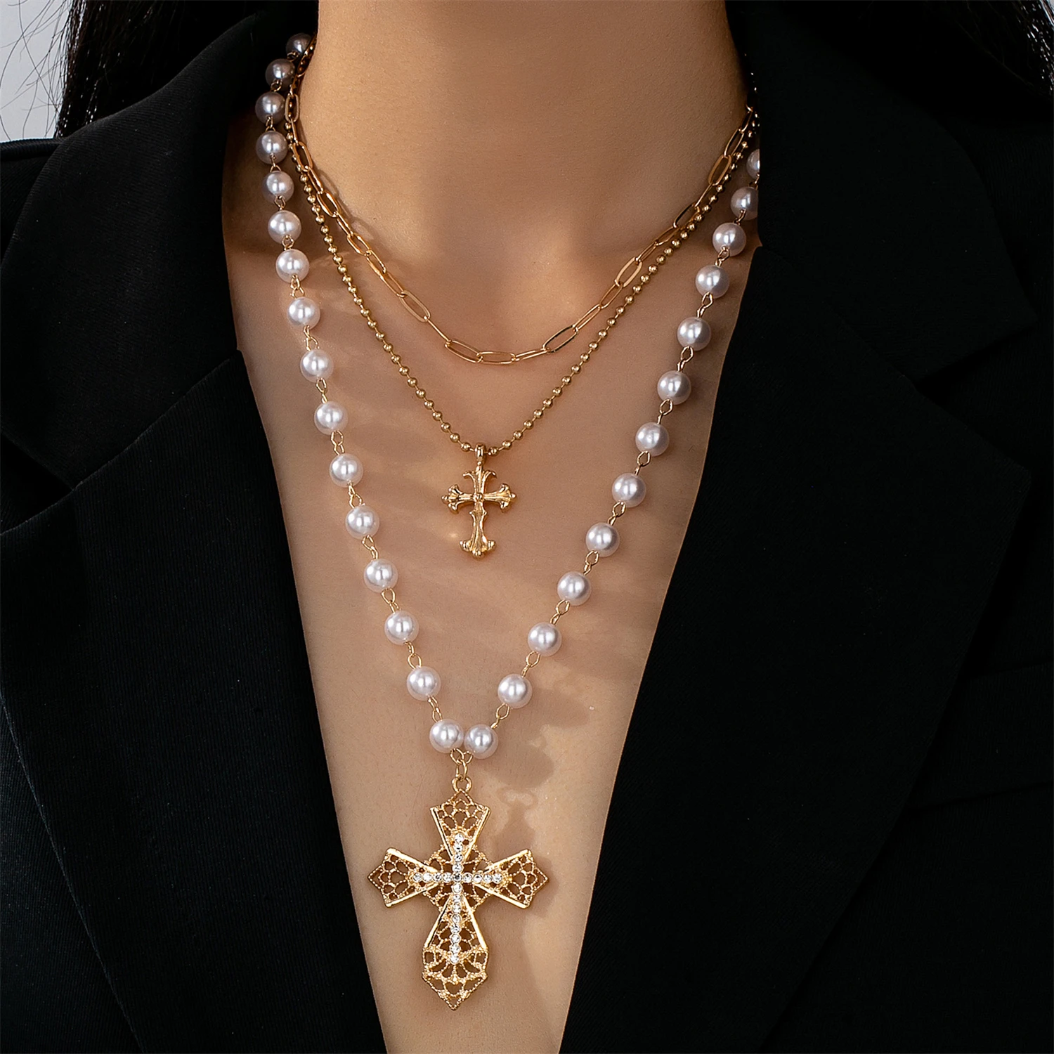 WAKA Vintage Layered Cross Pendant Necklace for Women Pearl Beaded Multi - Layer Statement Necklaces Religious Party Jewelry
WAKA Vintage Layered Cross Pendant Necklace for Women Pearl Beaded Multi - Layer Statement Necklaces Religious Party Jewelry